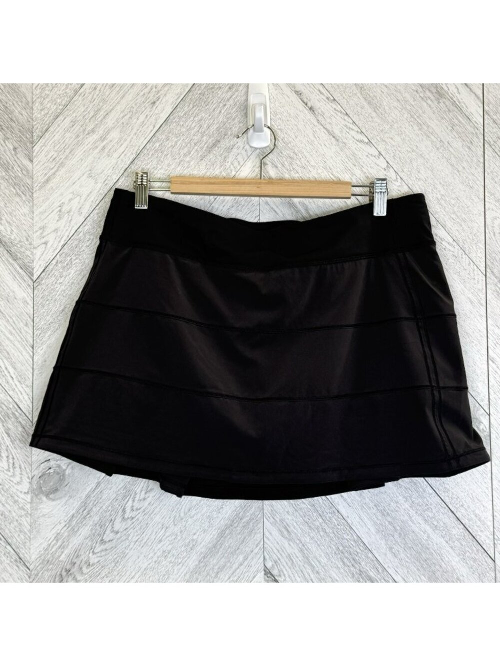 Lululemon Pace Rival Skirt Skort Solid Black Womens Size 12 Tall Golf Pickleball